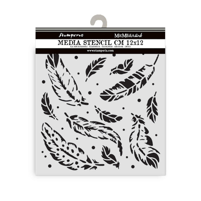 Pochoir épais cm 12X12 - Herbarium Silvae motif plume