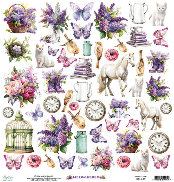 Papiers Mintay - Lilac Garden - papier à éléments (12'x12")