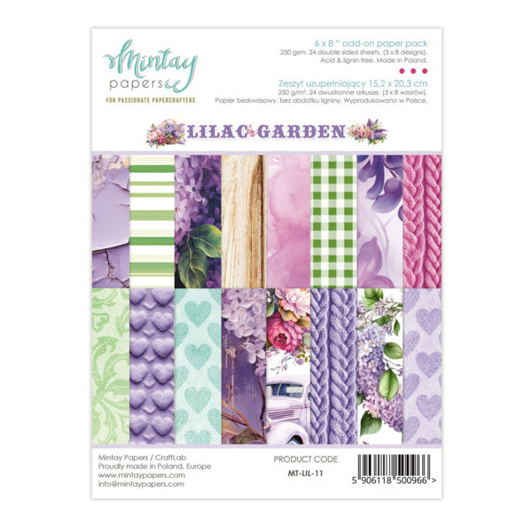 Papiers Mintay - Lilac Garden - bloc de papier complémentaire (6"x8")