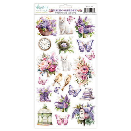 Papiers Mintay - Lilac Garden - autocollants en papier - éléments (6"x12")