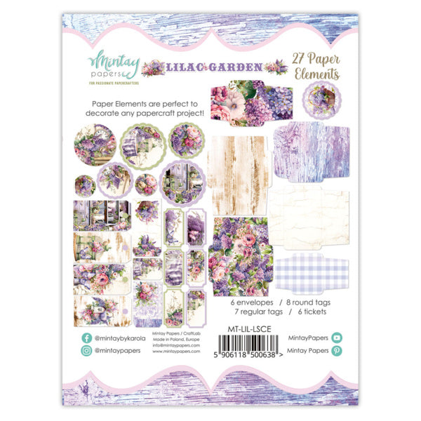Papiers Mintay - Lilac Garden - éléments en papier (27pcs)