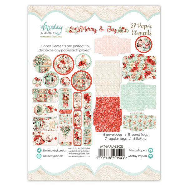 ÉLÉMENTS EN PAPIER - MERRY & JOY, 27 PIÈCES