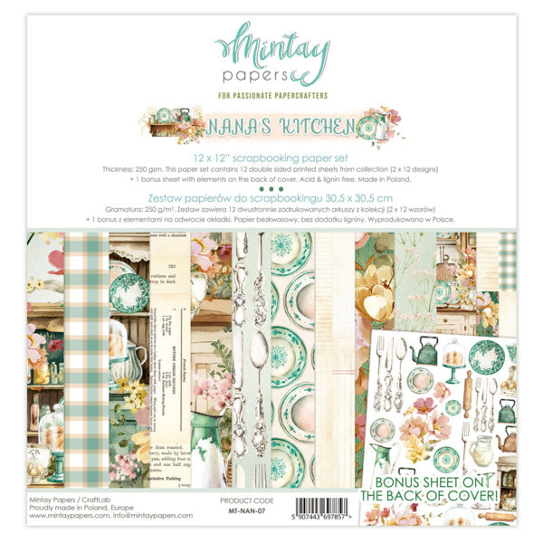 LOT DE PAPIERS 12 X 12 - LA CUISINE DE MAMIE