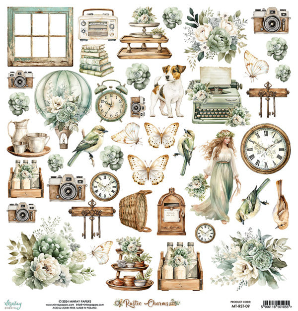 Papiers Mintay - Rustic Charms - papier à éléments (12'x12")