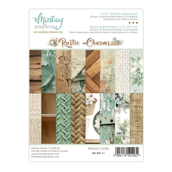 Mintay papers - Rustic Charms - Bloc de papiers complémentaires (6"x8")