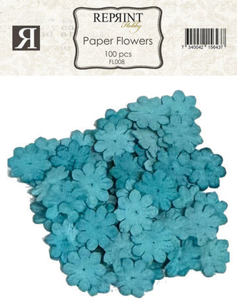 Fleurs en papier turquoise (100 pièces) (FL008)