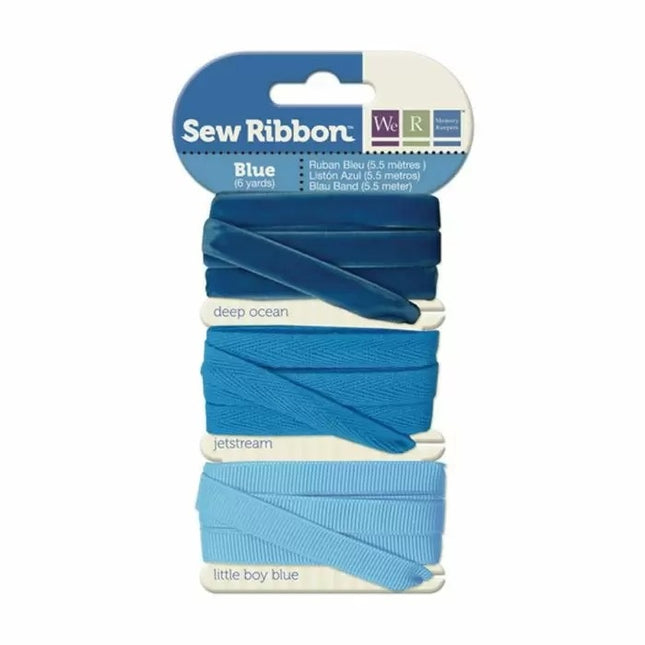 We R Memory Keepers • Ensemble de rubans Sew Ribbon 5,5m Bleu