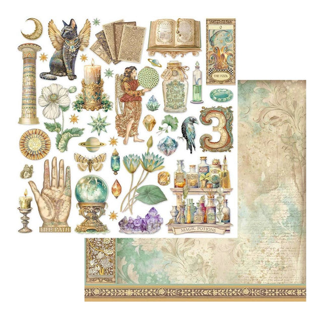 Papier de scrapbooking recto verso - Fortune éléments