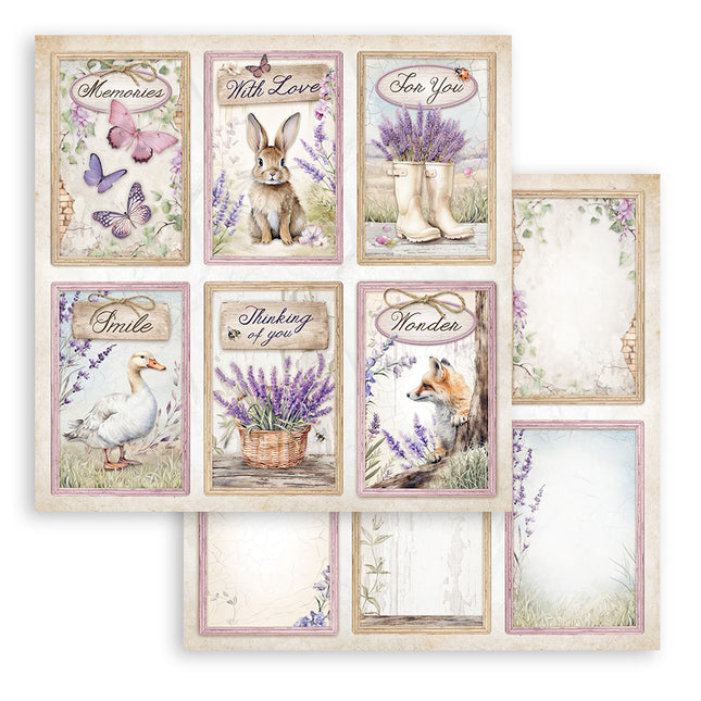 Papier de scrapbooking recto verso - 6 cartes lavande