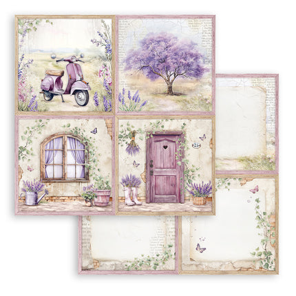 Papier de scrapbooking recto verso - Lavande 4 cartes