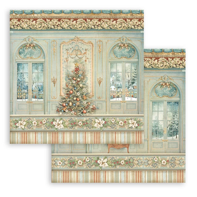 Papier de scrapbooking recto verso - Casse-Noisette, sapin de Noël