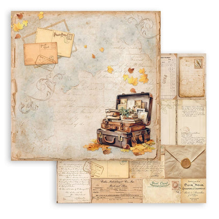 Papier de scrapbooking recto verso - Golden Harmony valise