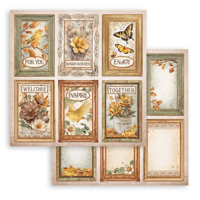 Papier de scrapbooking recto verso - Golden Harmony 6 cartes