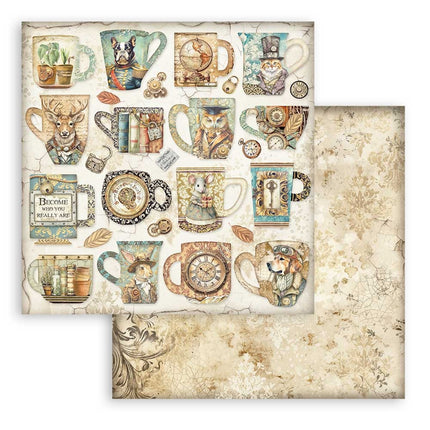 Papier de scrapbooking double face - tasses Alterego