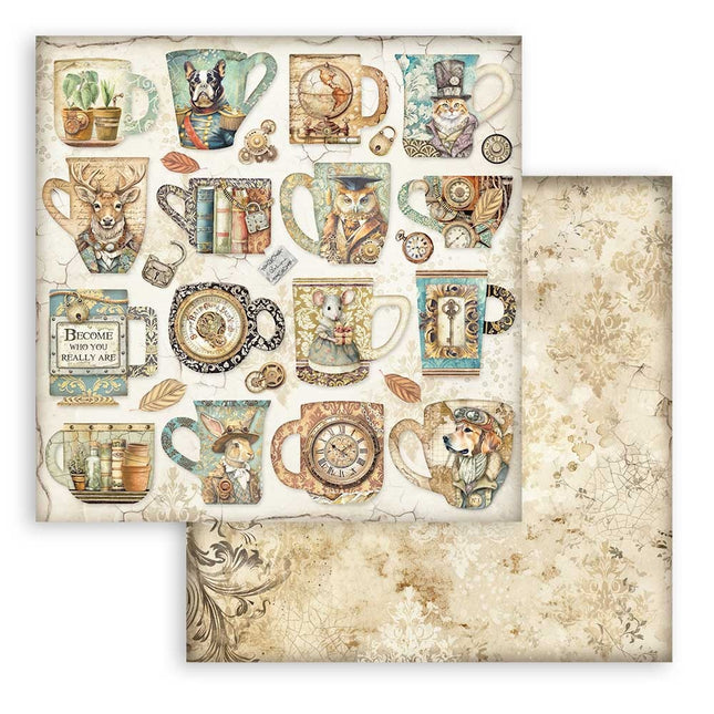 Papier de scrapbooking double face - tasses Alterego