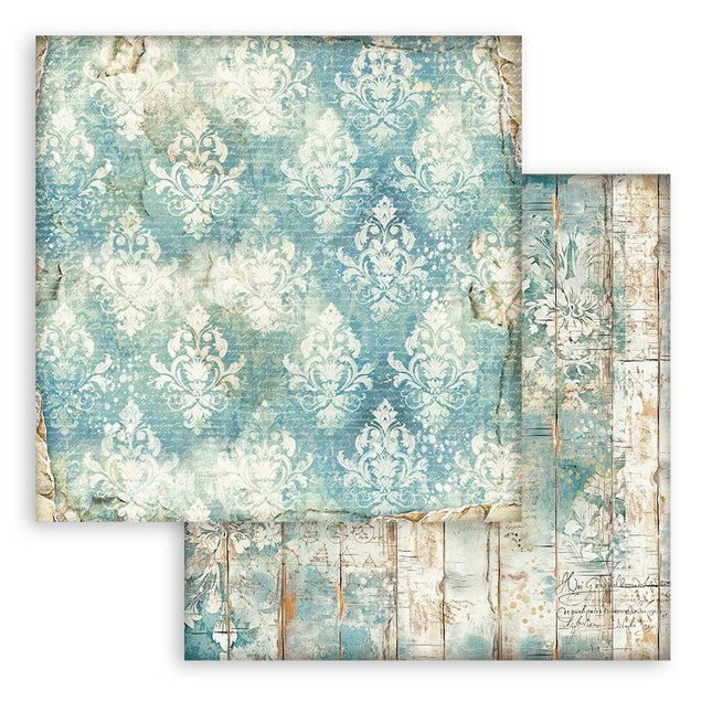 Papier de scrapbooking recto verso - Alterego papier peint turquoise