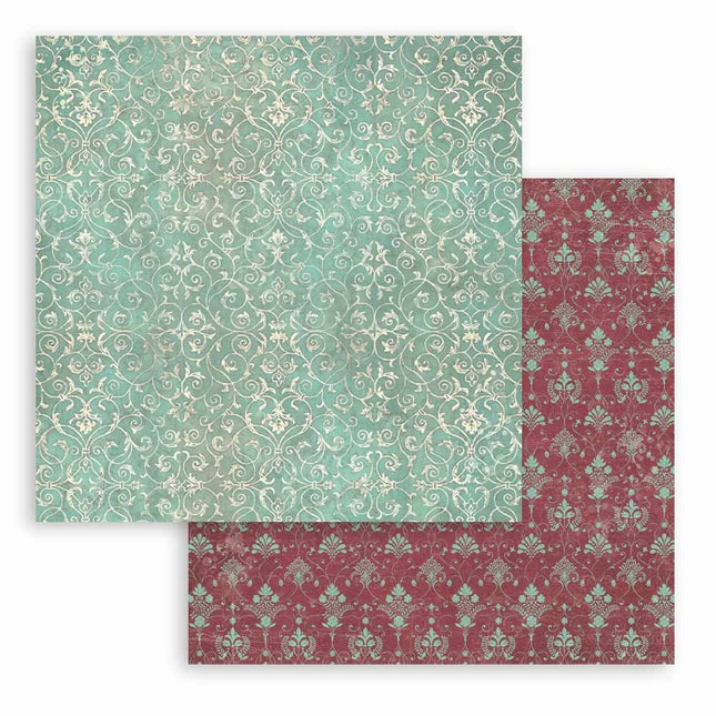 Papier de scrapbooking double face - tapisserie turquoise Master of Magic