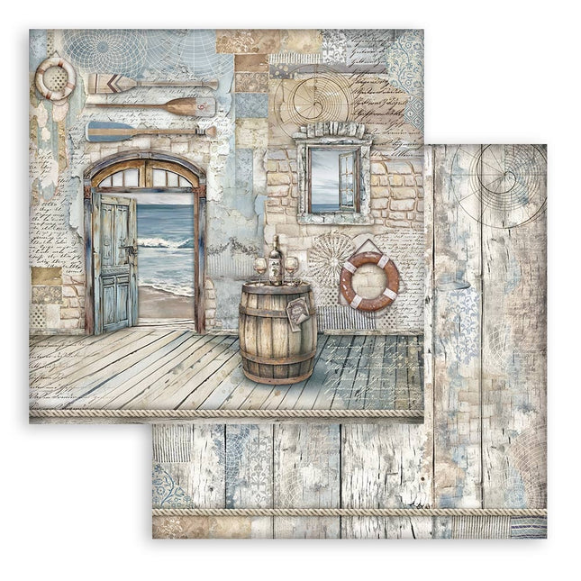 Papier de scrapbooking recto verso - baril Silent Sea