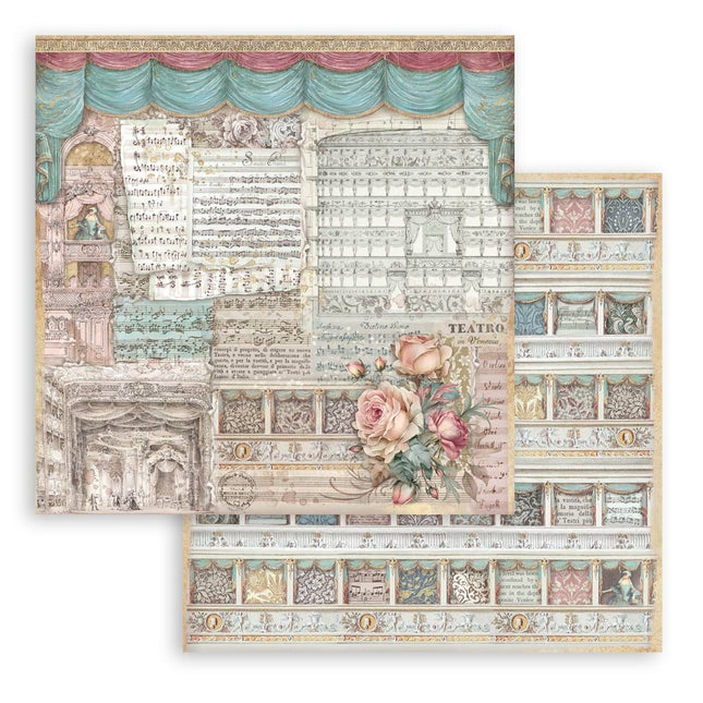 Papier de scrapbooking recto verso - Venice City of Art théâtre