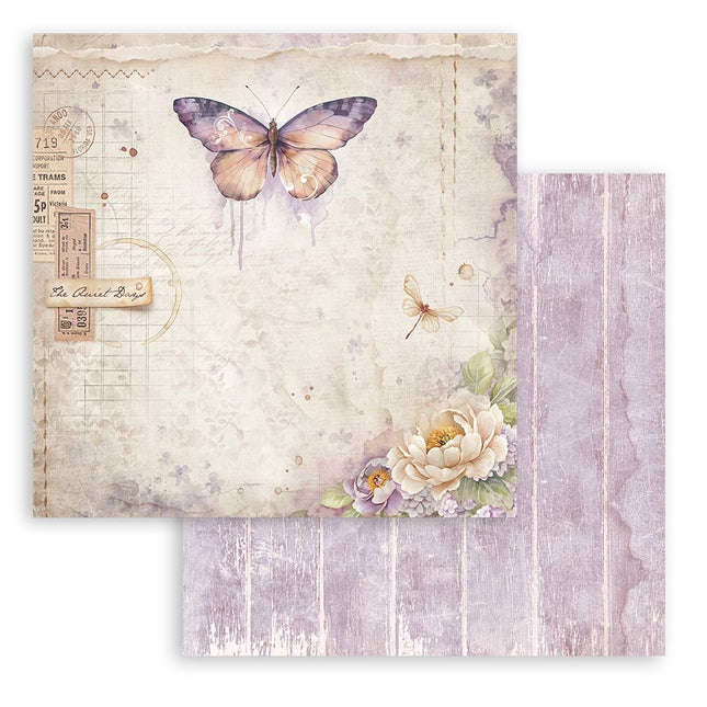 Papier de scrapbooking recto verso - Quiet Days, papillon