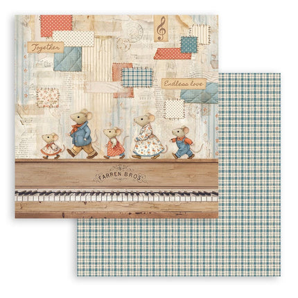 Feuille de scrapbooking recto verso - Piano familial