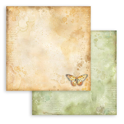 Feuille de scrapbooking recto verso - Motif ocre avec papillon Daisy Art