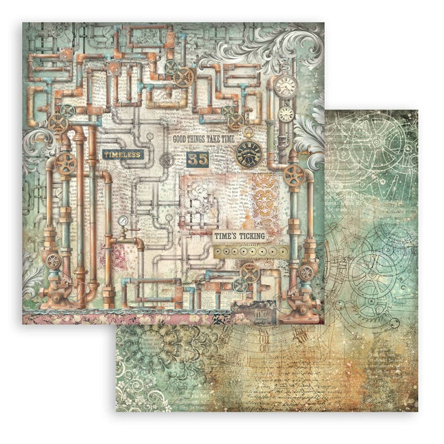 Feuille de scrapbooking imprimée recto verso pour loisirs créatifs - Gardens of Time, tubes