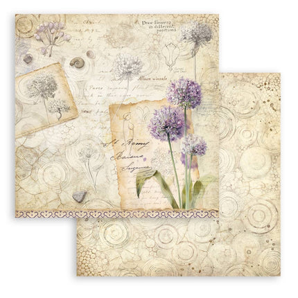 Printed Double Face scrapbooking sheet for Art and Craft - All Around Allium