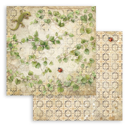 Feuille de scrapbooking imprimée recto verso pour loisirs créatifs - All Around lierre