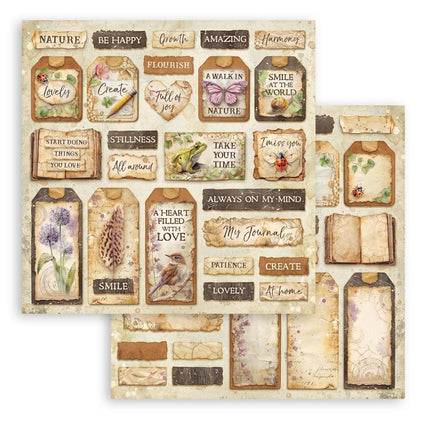Feuille imprimée recto verso pour scrapbooking et loisirs créatifs - étiquettes All Around
