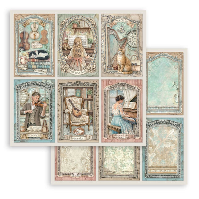 Printed Double Face scrapbooking sheet for Art and Craft - Symphony 6 cards