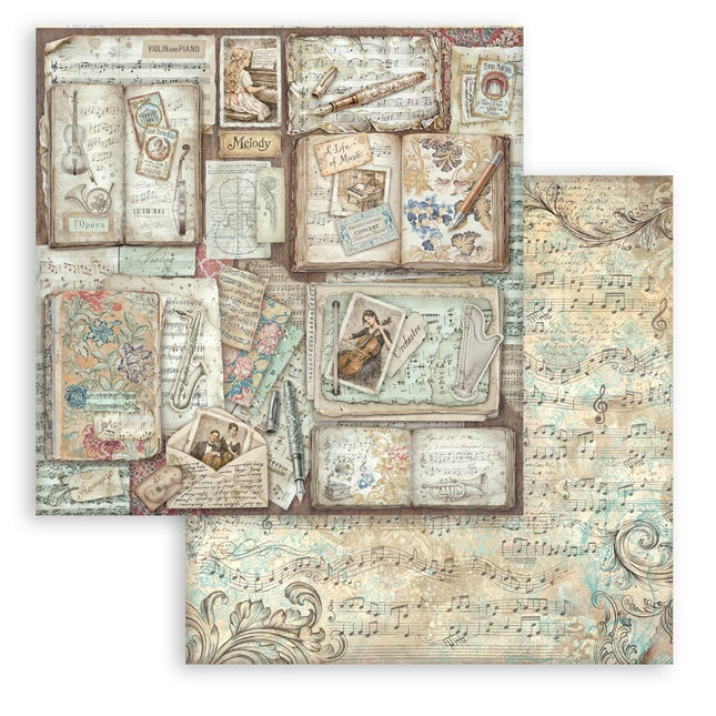 Feuille de scrapbooking imprimée recto verso pour loisirs créatifs - livres Symphony