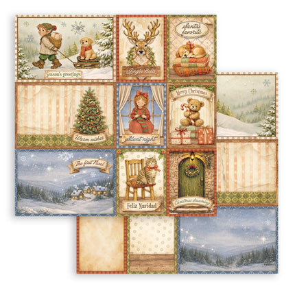 Feuille de scrapbooking imprimée recto verso pour loisirs créatifs - cartes variées Silent Night
