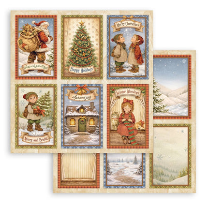 Feuille de scrapbooking imprimée recto verso pour loisirs créatifs - 6 cartes Silent Night