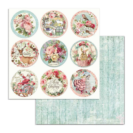 Papier double face Rondelles de Noël roses