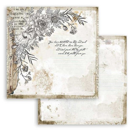 Papier de scrapbooking double face - Journal romantique coin avec fleur