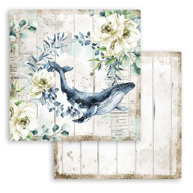 Papier de scrapbooking double face - Rêve romantique de la mer baleine