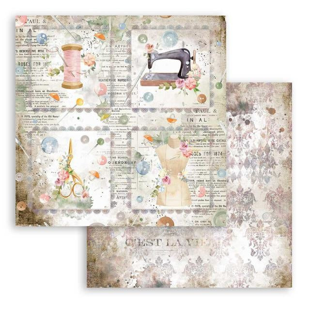 Papier de scrapbooking double face - Fils romantiques cartes