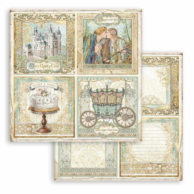 Papier de scrapbooking recto verso - La Belle au bois dormant 4 cartes