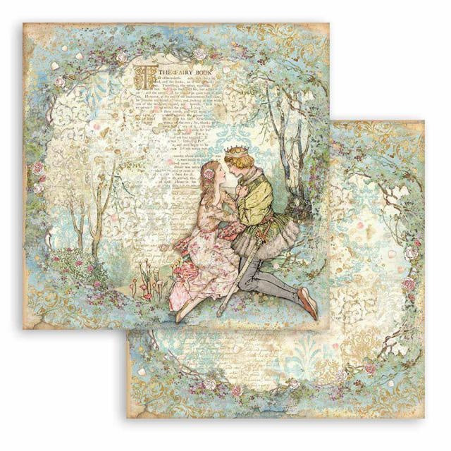 Papier de scrapbooking double face - Amoureux de la Belle au bois dormant