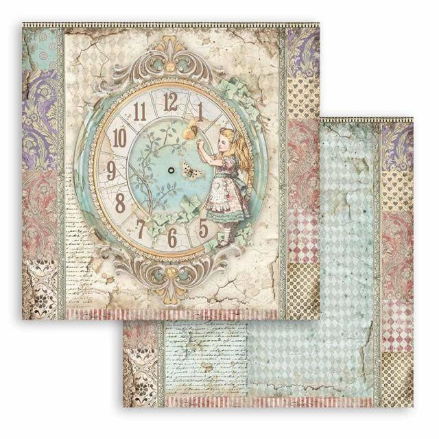 Papier de scrapbooking double face - Horloge