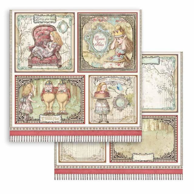 Papier de scrapbooking recto verso - Cartes Alice