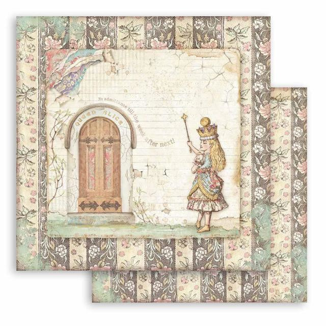 Papier de scrapbooking recto verso - Alice traverse