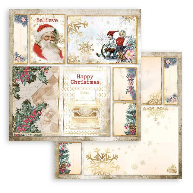 Papier double de scrapbooking - Père Noël Romantic Christmas