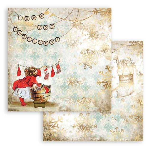 Papier double de scrapbooking - chaussettes Romantic Christmas