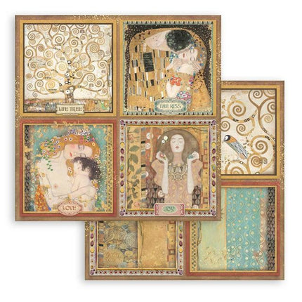Papier de scrapbooking recto verso - 4 cartes Klimt