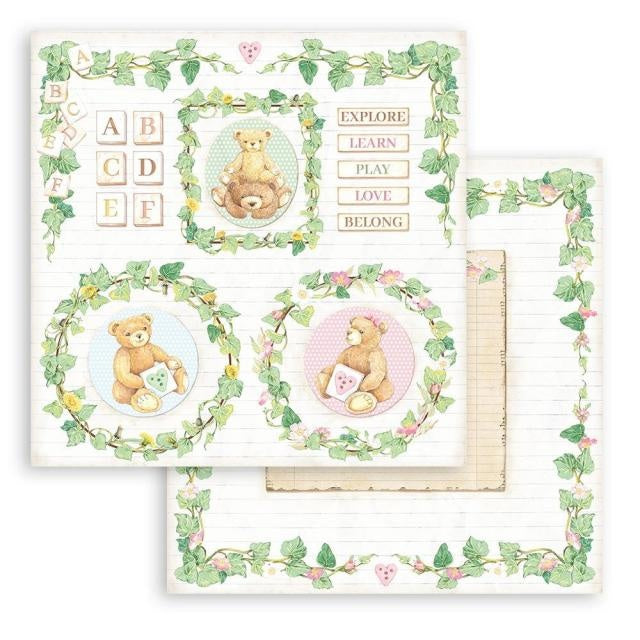 Papier de scrapbooking recto verso - ours et guirlandes DayDream