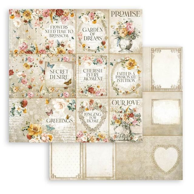 Papier de scrapbooking recto verso - cartes Garden of Promises