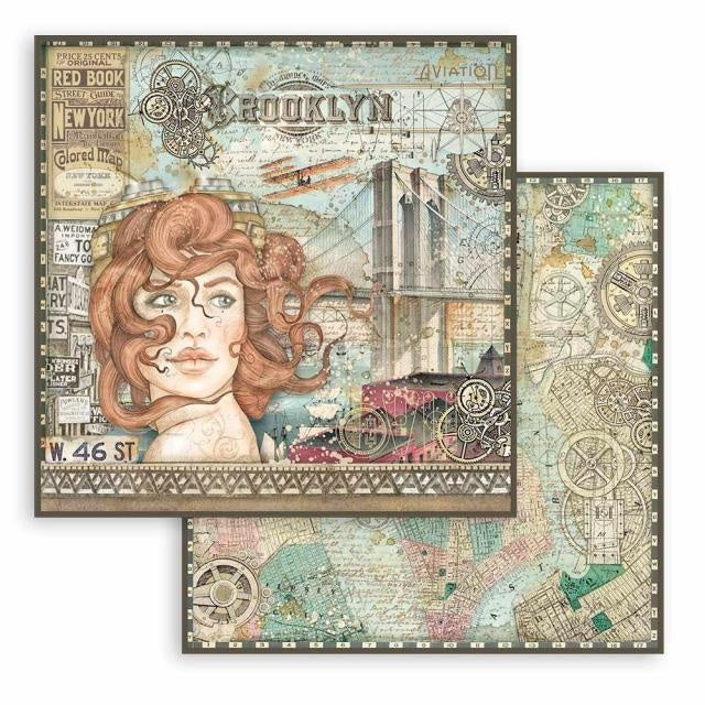 Papier de scrapbooking recto verso - Sir Vagabond Aviator lady