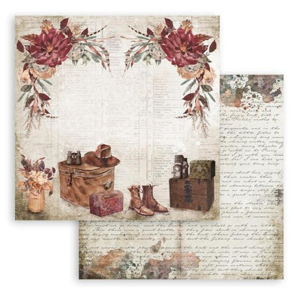 Papier de scrapbooking recto verso - Our way accessoires de voyage